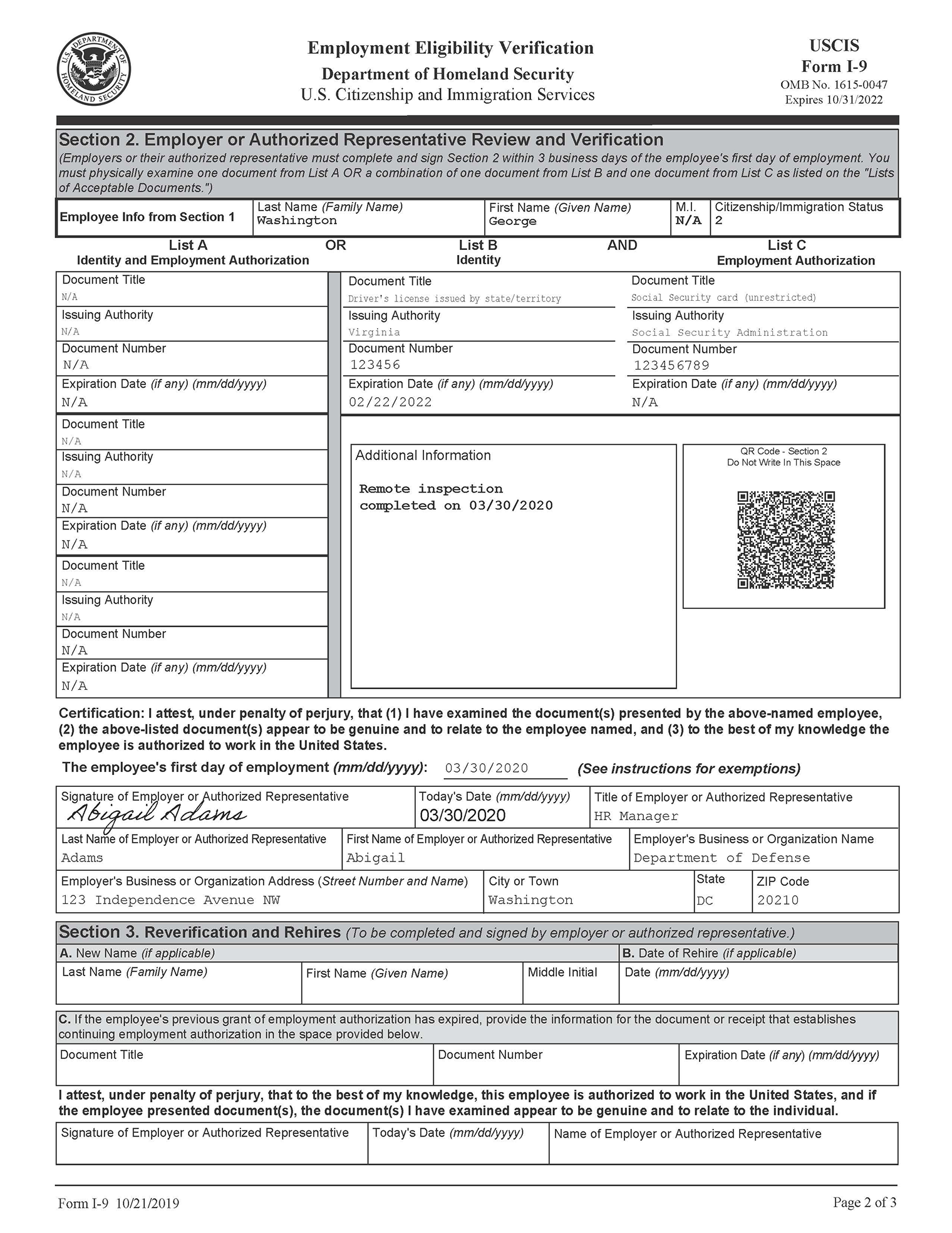 Form I 9 Examples Related To Temporary COVID 19 Policies USCIS